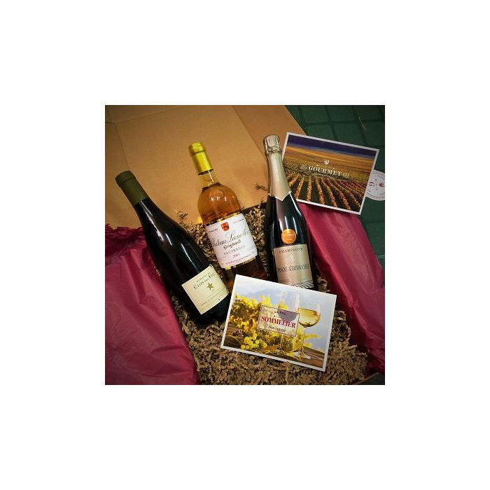 Caja regalo Vinos Franceses Burbujas Blanco y Tinto por La Gourmet Box